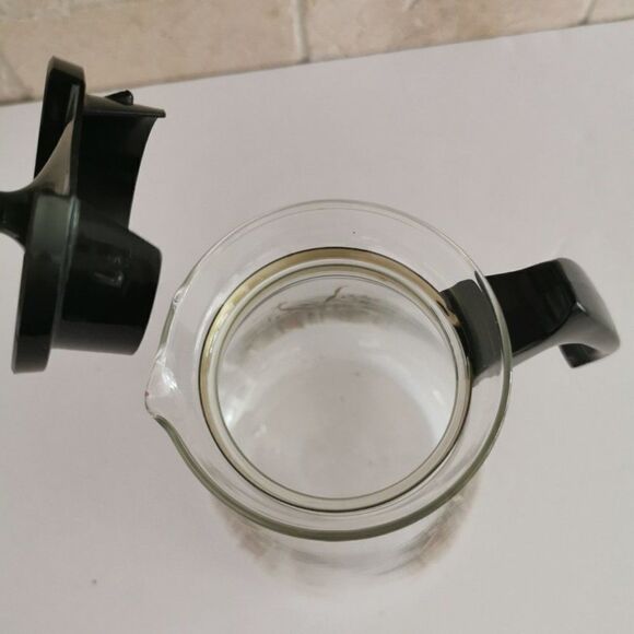 Vintage Pyrex Glass Carafe Gold Wheat Atomic Starburst MCM Retro Coffee Tea Pot - Picture 8 of 9